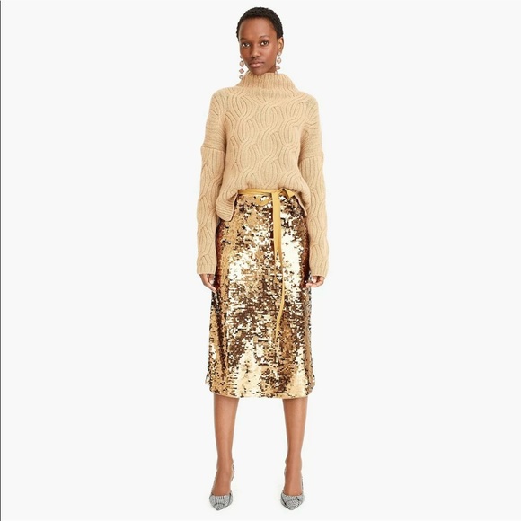 NEW J Crew Sequin Skirt 2 Bronze Gold Midi - Picture 1 of 7
